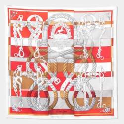 Pre Owned Hermès Rouge Della Cavalleria Silk Scarf