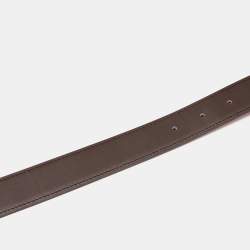 Pre Owned Hermes Chocolat/Tosca Swift and Evergrain Leather H Buckle Reversible Belt 95 CM