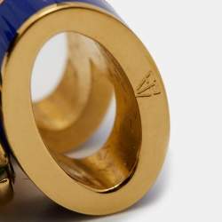 مملوكة مسبقًا Hermès Mini Pop H Blue Lacquered Gold Plated Stud Earrings