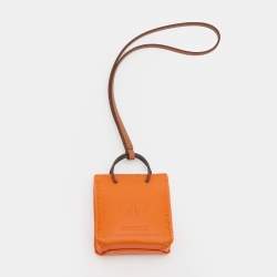 Pre Owned Hermes Orange Milo Lambskin & Swift Leather Bag Charm