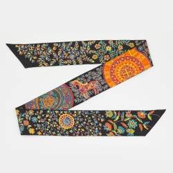 Pre Owned Hermes Black L'Arbre De Vie Silk Twilly