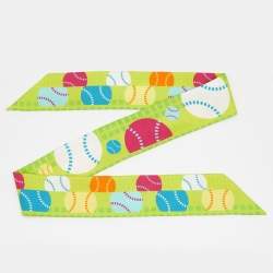 Pre Owned Hermes Green Balles de Tennis Silk Twilly