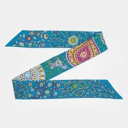 Pre Owned Hermes Blue L'Arbre de Vie Silk Twilly