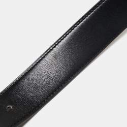 Pre Owned Hermes Black/Chocolat Chamonix and Togo Leather H Buckle Reversible Belt 85 CM