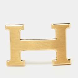Pre Owned Hermès Brushed Gold Plated H Belt Buckle