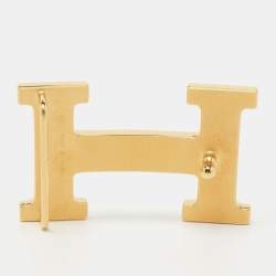 Pre Owned Hermès Brushed Gold Plated H Belt Buckle