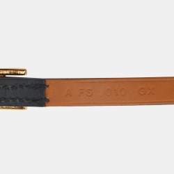 Pre Owned Hermès Black Leather Gold Plated Hapi 3  Wrap Bracelet S