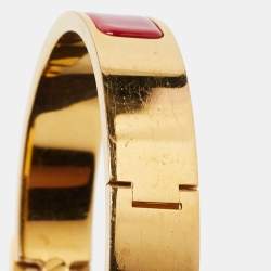 Pre Owned Hermès Clic H Enamel Rose Gold Plated Narrow Bracelet