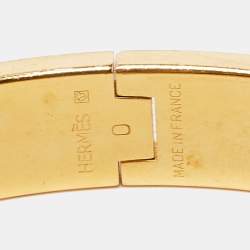 Pre Owned Hermès Clic H Enamel Rose Gold Plated Narrow Bracelet