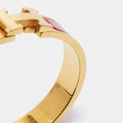 Pre Owned Hermès Clic H Enamel Rose Gold Plated Narrow Bracelet