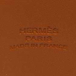 Pre Owned Hermes Collier De Chien Brown Leather Striped Palladium Plated Bracelet T2