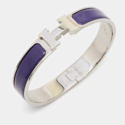 Hermes Clic H Purple Enamel Palladium Plated Bracelet 