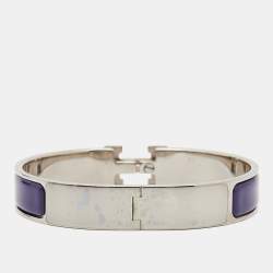 Hermes Clic H Purple Enamel Palladium Plated Bracelet 