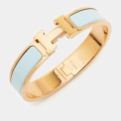 Hermes Clic H Enamel Gold Plated Narrow Bracelet