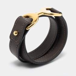 Hermes Chamonix Leather Gold-Plated Bracelet