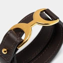 Hermes Chamonix Leather Gold-Plated Bracelet