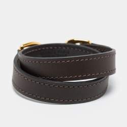 Hermes Chamonix Leather Gold-Plated Bracelet