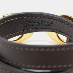 Hermes Chamonix Leather Gold-Plated Bracelet