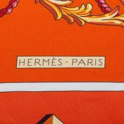 Hermès Orange Les Clés Silk Maxi Twilly