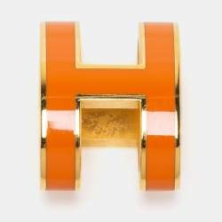 Hermès Orange Lacquer Gold Plated Pop H Pendant