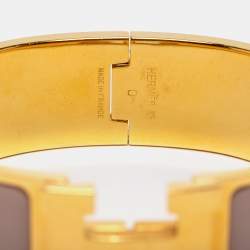 Hermès Clic Clac H Pink Enamel Gold Plated Wide Bracelet