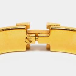 Pre Owned Hermès Clic H Enamel Gold Plated Narrow Bracelet