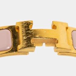 Pre Owned Hermès Clic H Enamel Gold Plated Narrow Bracelet