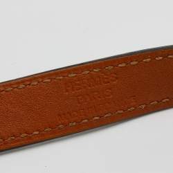 Pre Owned Hermes Kelly Navy Blue Leather Double Tour Bracelet XS