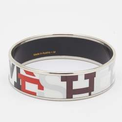Hermès Palladium Plated Capitales Enamel Wide Bracelet
