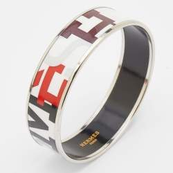 Hermès Palladium Plated Capitales Enamel Wide Bracelet
