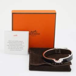 Pre Owned Hermes Black Enamel Palladium Plated Clic H Bracelet