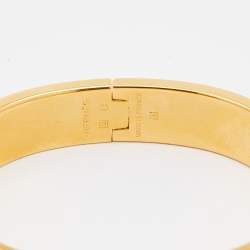 Hermes White Enamel Gold Plated Clic H Bracelet