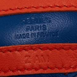 Pre Owned Hermes Bleu France/Orange Poppy/Mauve Sylvestre Milo Lambskin Geegee Savannah Bag Charm