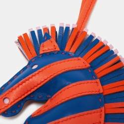 Pre Owned Hermes Bleu France/Orange Poppy/Mauve Sylvestre Milo Lambskin Geegee Savannah Bag Charm