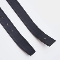 Pre Owned Hermes Black/Gold Box and Togo Leather Reversible Palladium Finish H Buckle Belt 90 CM