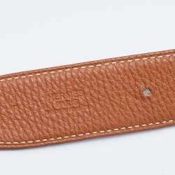 Pre Owned Hermes Black/Gold Box and Togo Leather Reversible Palladium Finish H Buckle Belt 90 CM