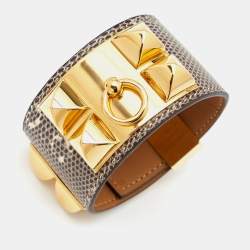 Pre Owned Hermès Desert Lizard Leather Collier De Chien Bracelet S 