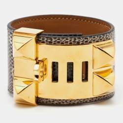 Pre Owned Hermès Desert Lizard Leather Collier De Chien Bracelet S 