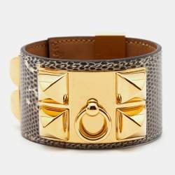 Pre Owned Hermès Desert Lizard Leather Collier De Chien Bracelet S 