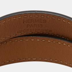مملوكة مسبقًا Hermès Black Leather Gold Plated Kelly Double Tour Bracelet
