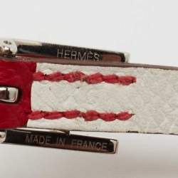 Hermès Bicolor Epsom Leather Palladium Plated Behapi Double Tour Bracelet XS