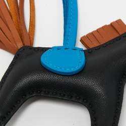 Pre Owned Hermès Black/Gold/Bleu Zanzibar Grigri Rodeo Bag Charm PM 