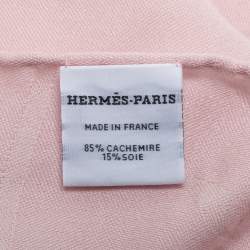Pre Owned Hermès Powder Pink New Libris Cashmere Silk Jacquard Stole