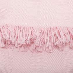 Pre Owned Hermès Powder Pink New Libris Cashmere Silk Jacquard Stole