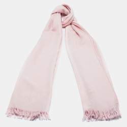 Pre Owned Hermès Powder Pink New Libris Cashmere Silk Jacquard Stole