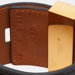 Pre Owned Hermes Collier de Chien Leather Gold Tone Bracelet XS