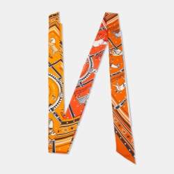 Pre Owned Hermès Orange Couvertures Et Tenues Maxi Slim Twilly