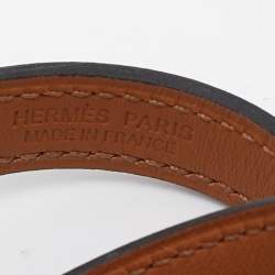 Pre Owned Hermès Blue Leather Rivale Double Tour Bracelet T2