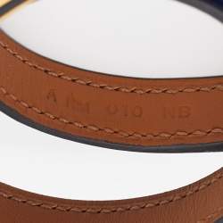 Pre Owned Hermès Blue Leather Rivale Double Tour Bracelet T2