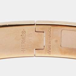 Pre Owned Hermès Clic H Blue Enamel Rose Gold Plated Narrow Bracelet